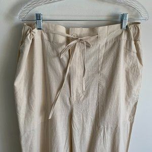 Women's Beige XXL Summer Draw String Palazzo Pants(20/22)